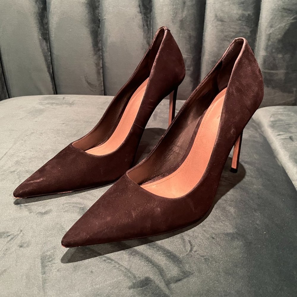 Schutz 10.5B "Lou" Microsuede Pointed Toe Black Pumps